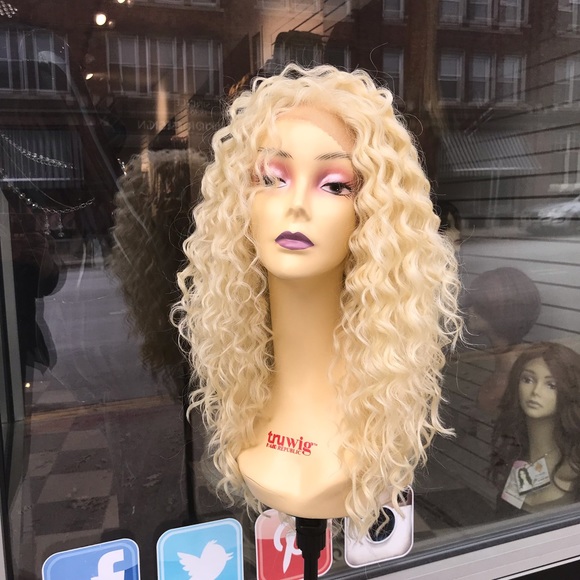 Blonde curly wig sale Lacefront wig Freepart main image 8